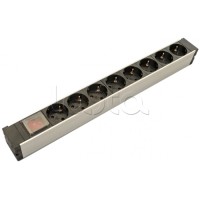 Блок розеток для 19" шкафов, горизонтальный Hyperline (SHZ19-8SH-S-IEC)